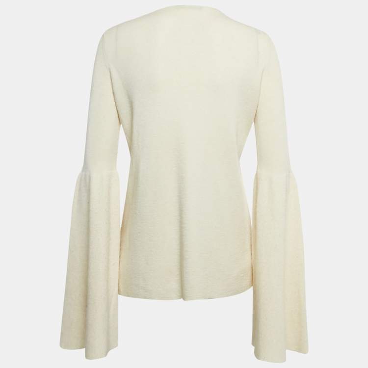 Pre Owned The Row Cream Cashmere and Silk Full Sleeve Sweater M
