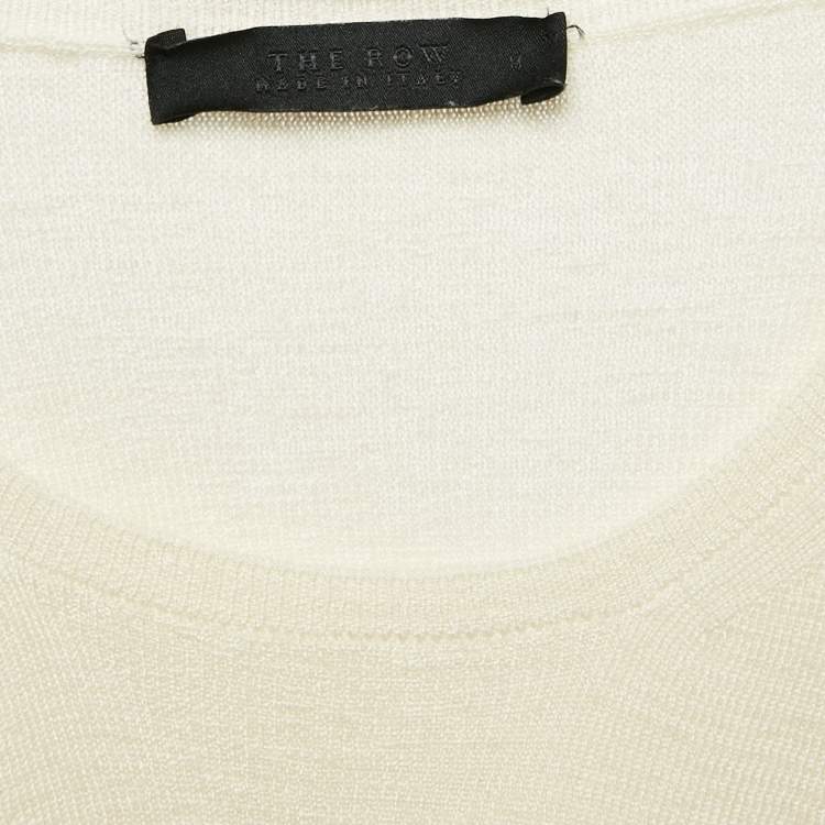 Pre Owned The Row Cream Cashmere and Silk Full Sleeve Sweater M