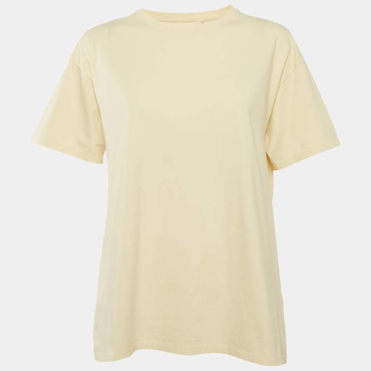 Pre Owned The Row Light Yellow Cotton Crew Neck T-Shirt XXS