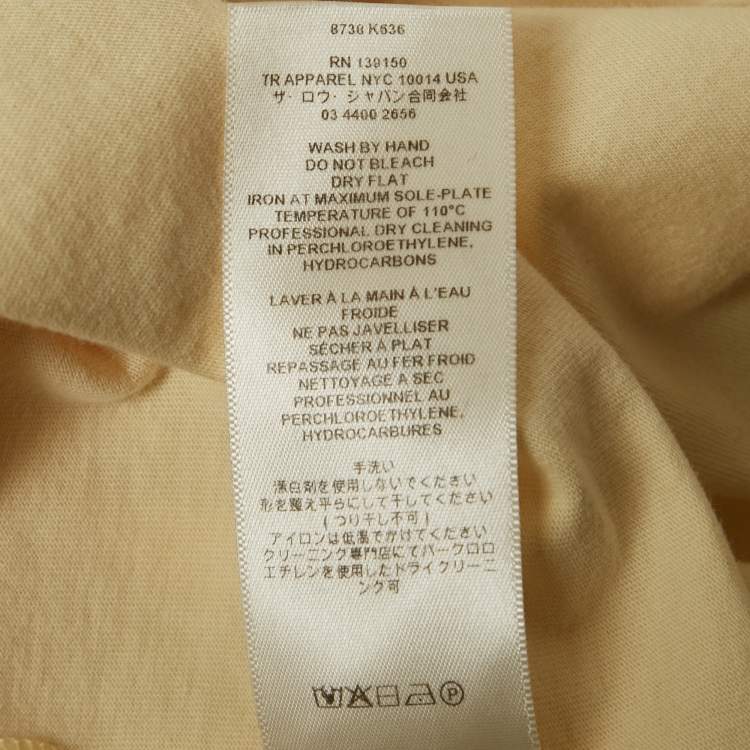 Pre Owned The Row Light Yellow Cotton Crew Neck T-Shirt XXS