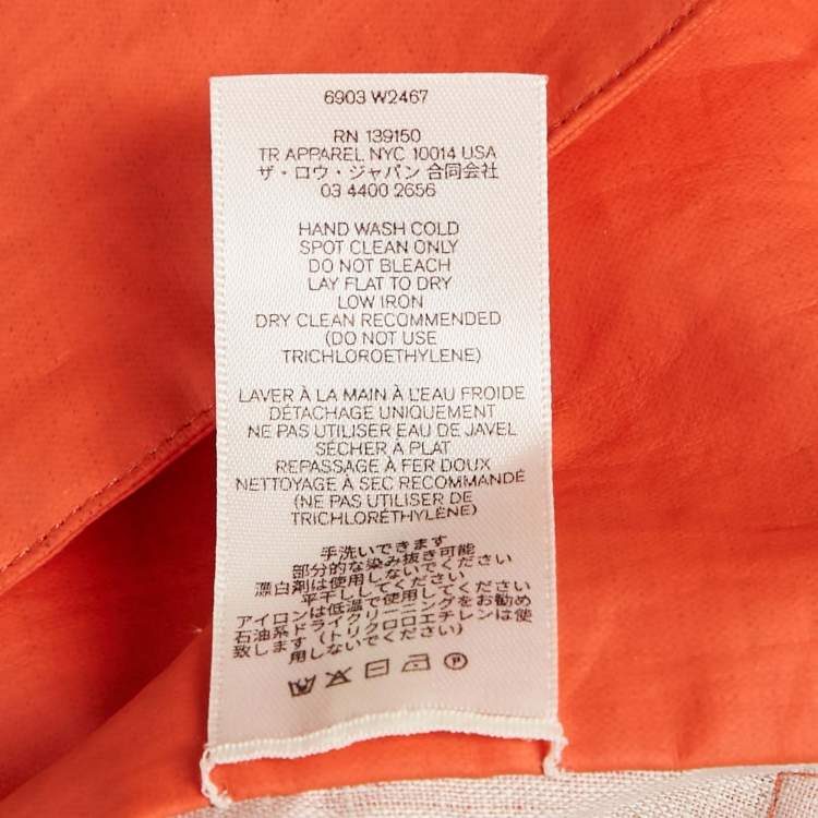 Pre Owned THE ROW Orange Coated Linen Blend Detachable Hood Belted Badva Trench Coat S