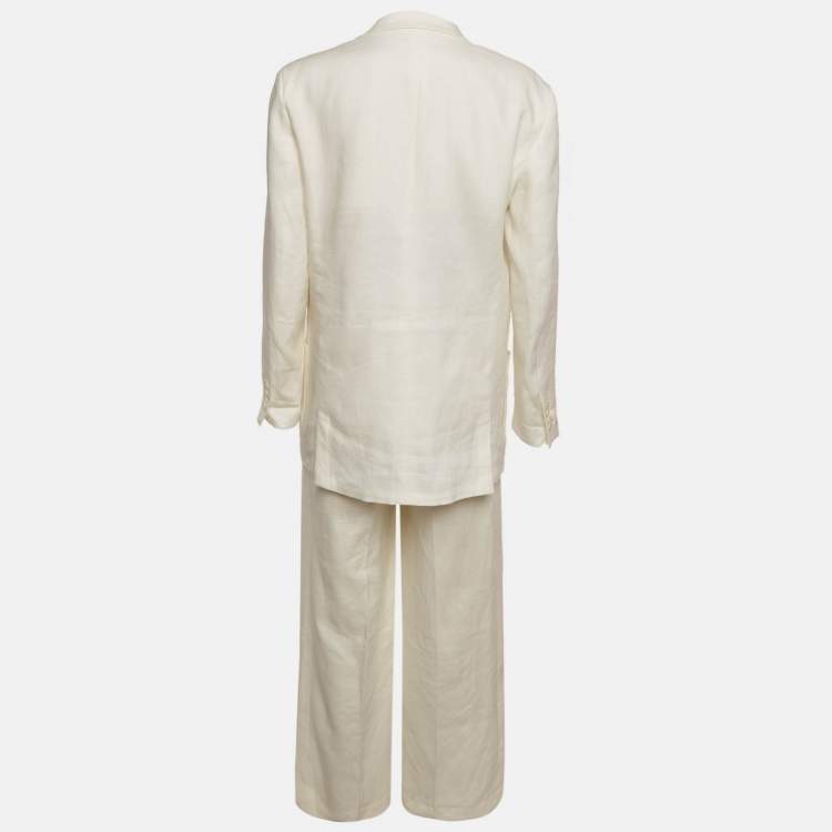 Pre Owned The Row White Linen Regular Fit Suit Size S/XS