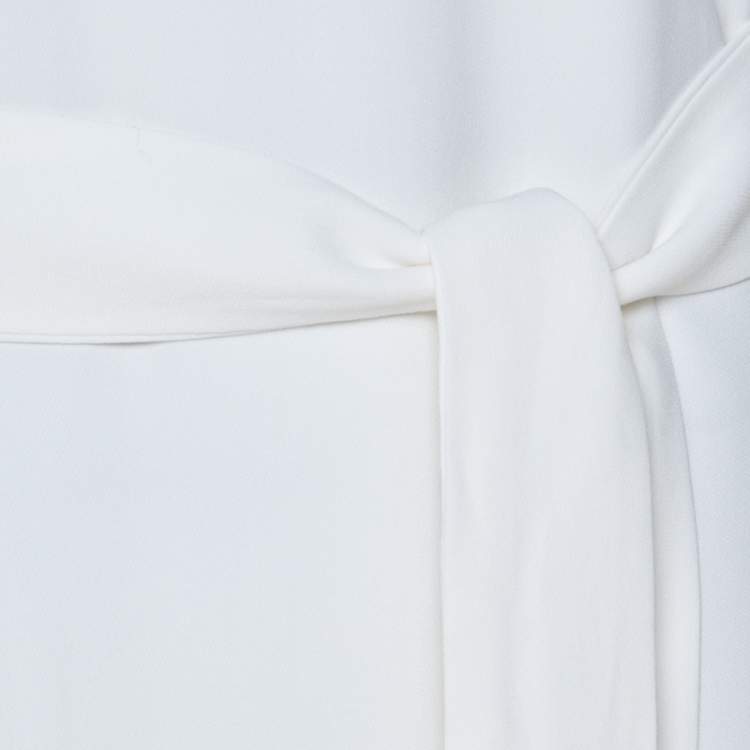 Pre Owned The Row Off White Crepe Flounce Hem Belted Lulchin Maxi Dress XS