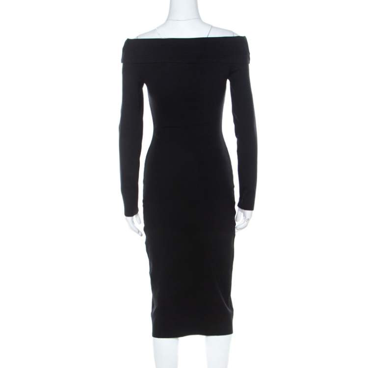Pre Owned The Row Black Stretch Knit Off Shoulder Nania Dress XS