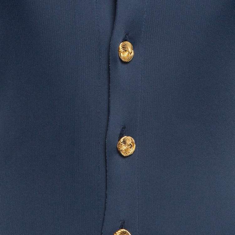 Pre Owned The Row Navy Blue Jersey Carmela Button-Front Shirt Dress S
