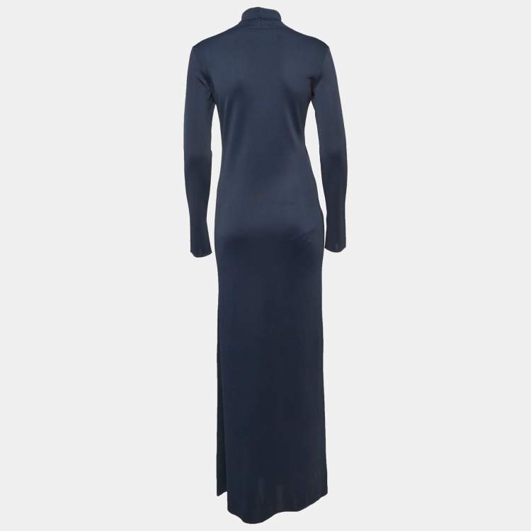 Pre Owned The Row Navy Blue Knit Turtleneck Alicho Maxi Dress XS