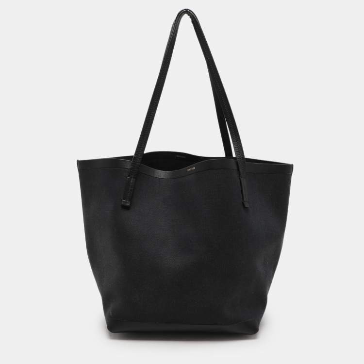 Pre Owned The Row Black Canvas and Leather Park Tote
