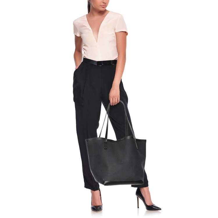 Pre Owned The Row Black Canvas and Leather Park Tote