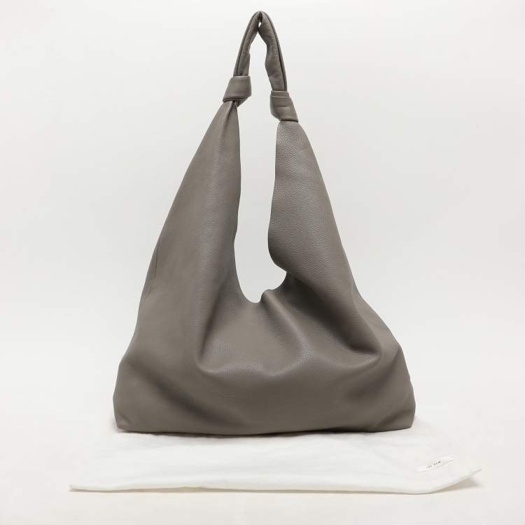 Pre Owned The Row Grey Leather Bindle Knot Hobo