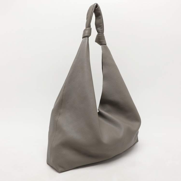 Pre Owned The Row Grey Leather Bindle Knot Hobo