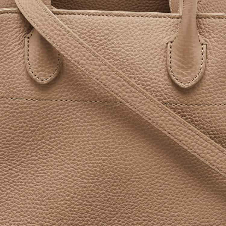Pre Owned The Row Beige Leather Margaux 10 Satchel