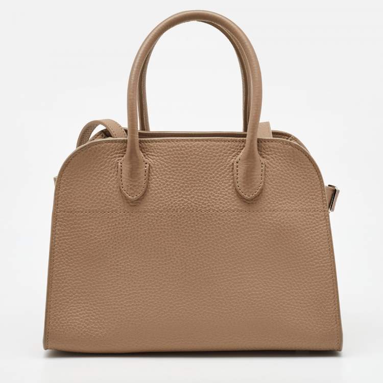 Pre Owned The Row Beige Leather Margaux 10 Satchel