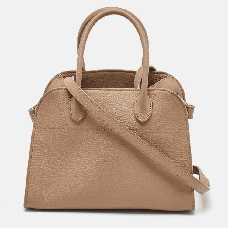 Pre Owned The Row Beige Leather Margaux 10 Satchel