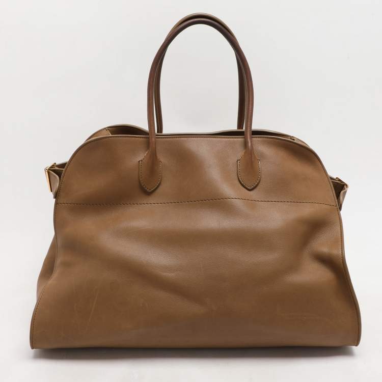 Pre Owned The Row Brown Leather The Margaux 17 Satchel