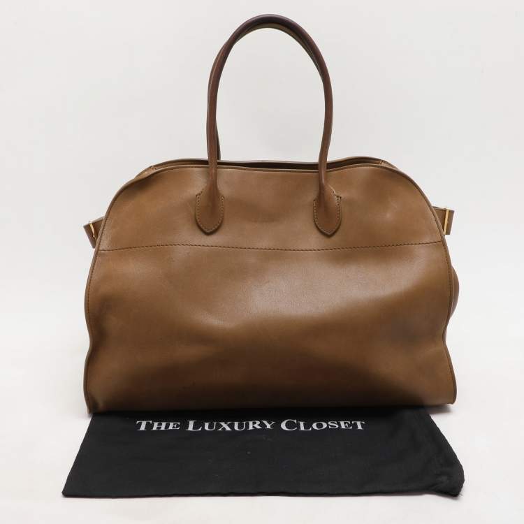 Pre Owned The Row Brown Leather The Margaux 17 Satchel