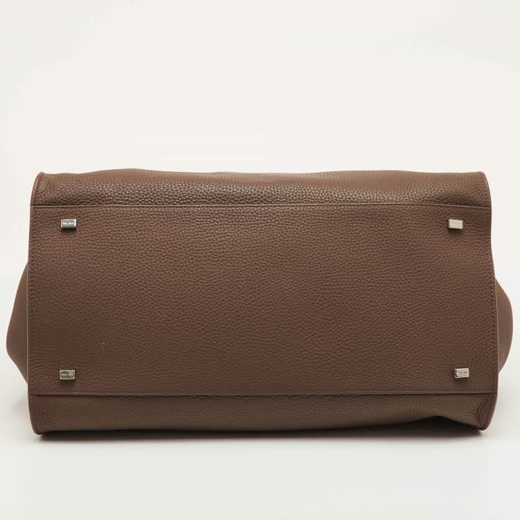 Pre Owned The Row Soft Margaux 15 Brown Olive Matte Grain Leather Satchel