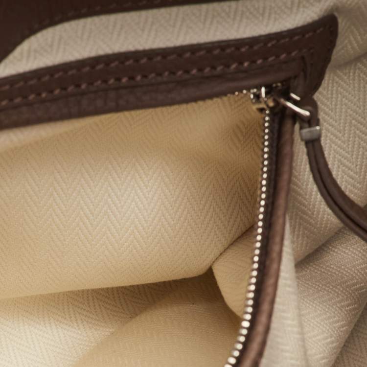 Pre Owned The Row Soft Margaux 15 Brown Olive Matte Grain Leather Satchel