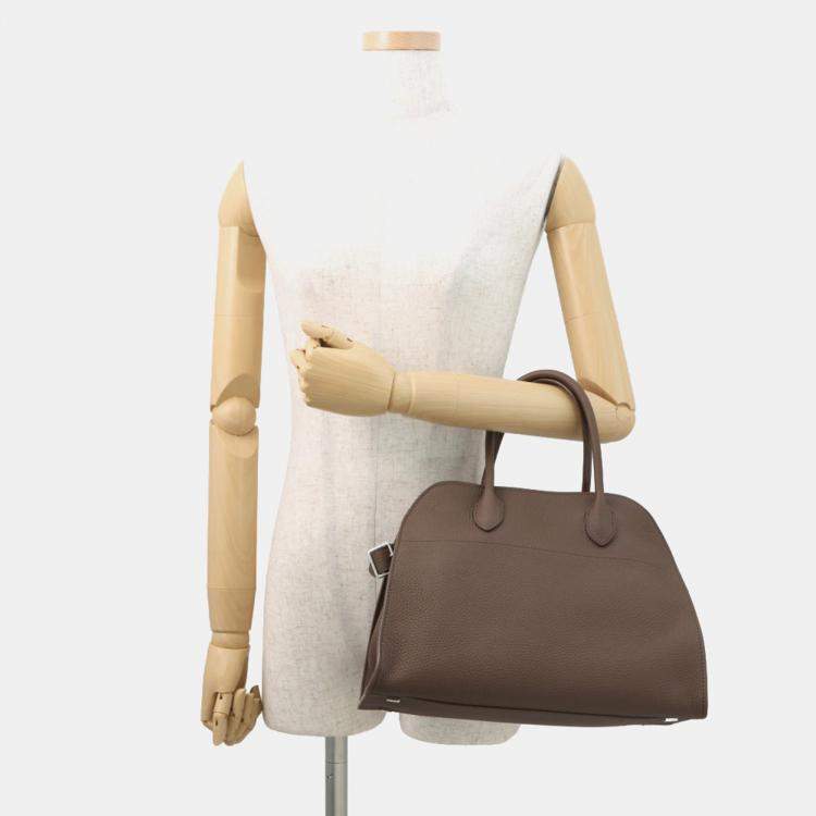 Pre Owned The Row Soft Margaux 12 Dark Olive Leather