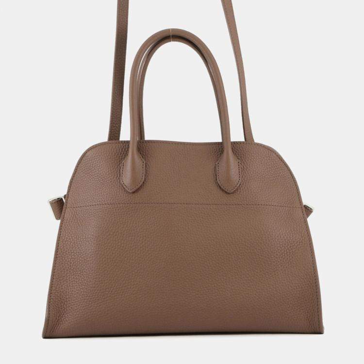 Pre Owned The Row Soft Margaux 12 Dark Olive Leather