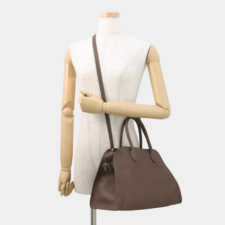 Pre Owned The Row Soft Margaux 12 Dark Olive Leather