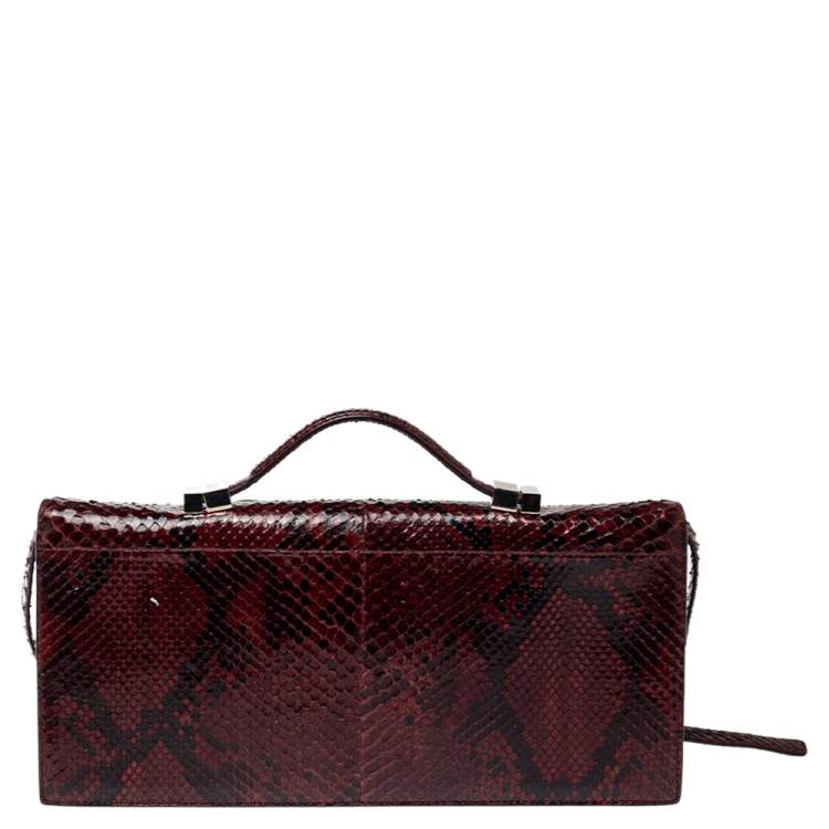 Pre Owned The Row Black/Brown Python Classic Baguette Clutch
