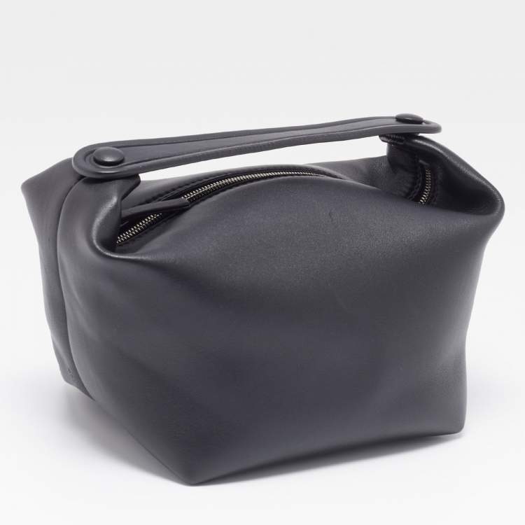 Pre Owned The Row Black Leather Les Bains Clutch Bag