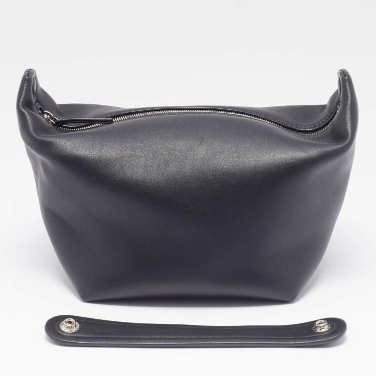 Pre Owned The Row Black Leather Les Bains Clutch Bag