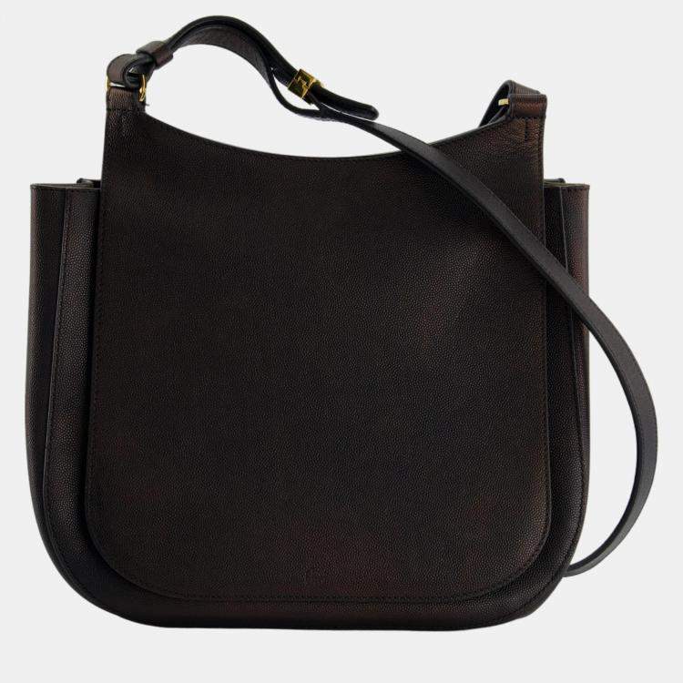 The Row Black Hunting 9 Leather Crossbody Bag The Row TLC