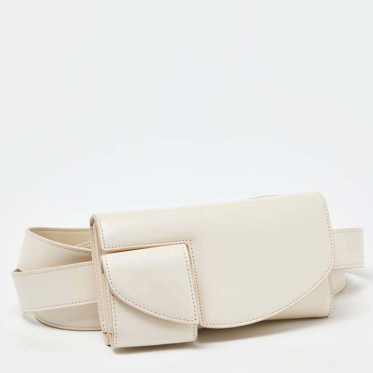 Pre Owned The Row Ivory Leather Horizontal Belt Bag