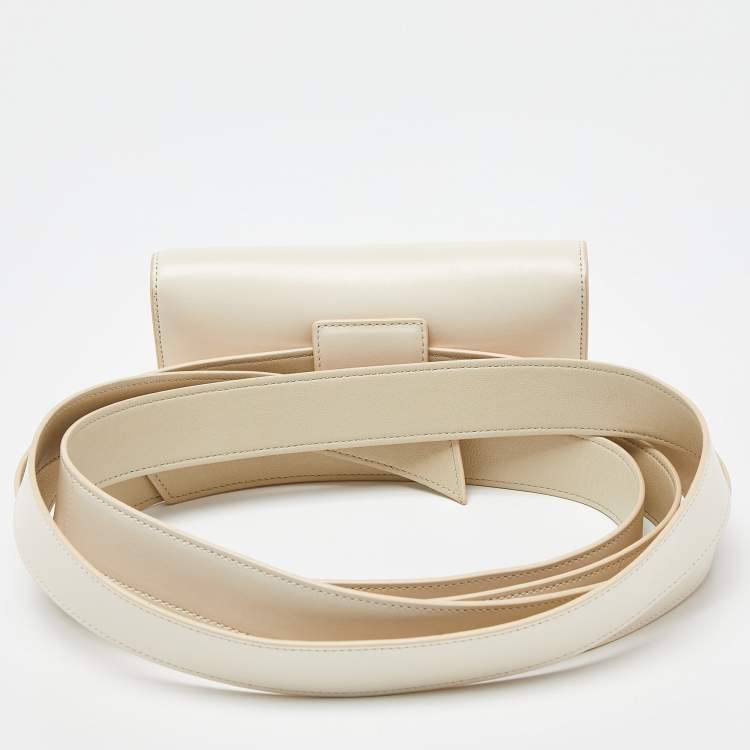 Pre Owned The Row Ivory Leather Horizontal Belt Bag