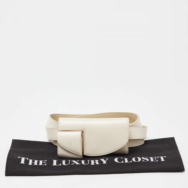 Pre Owned The Row Ivory Leather Horizontal Belt Bag