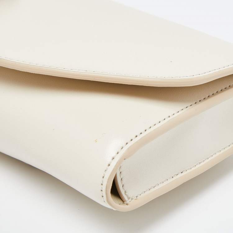 Pre Owned The Row Ivory Leather Horizontal Belt Bag