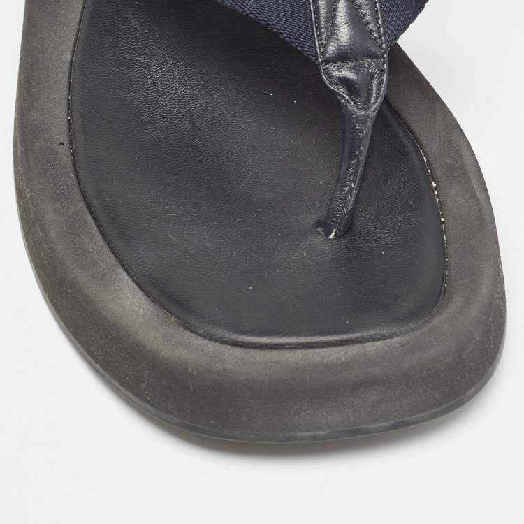 Pre Owned The Row Black Leather and Fabric Thong Sandals Size 39