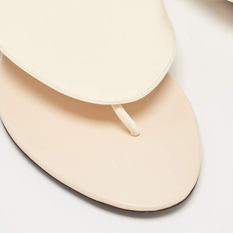 Pre Owned The Row Cream Leather Slingback Sandals Size 37