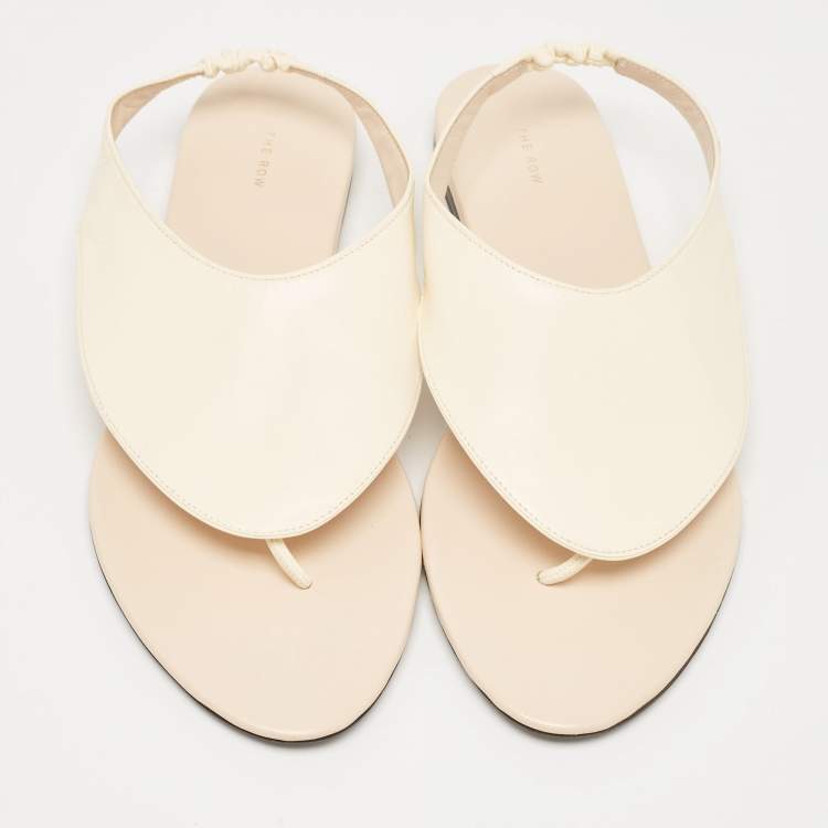 Pre Owned The Row Cream Leather Slingback Sandals Size 37