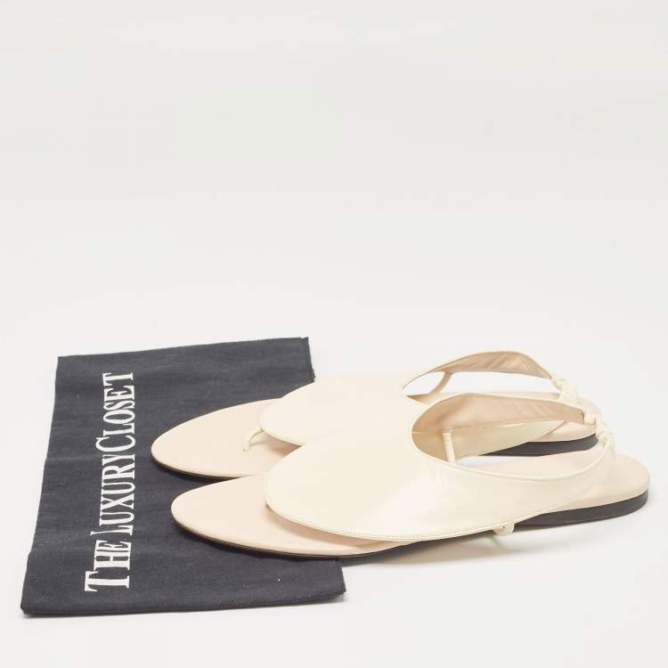 Pre Owned The Row Cream Leather Slingback Sandals Size 37