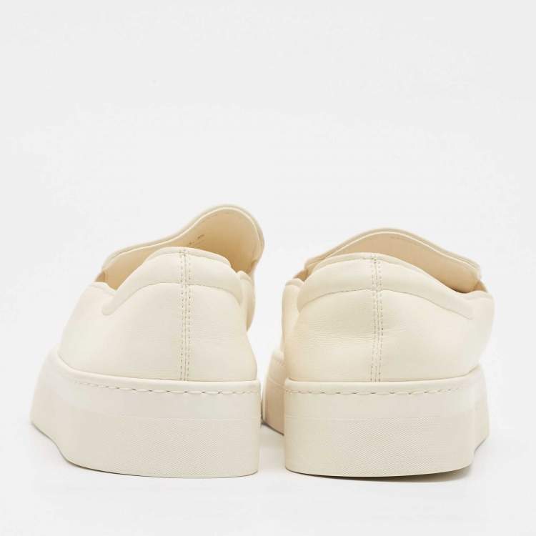 Pre Owned The Row White Leather Dean Slip On Sneakers Size 40