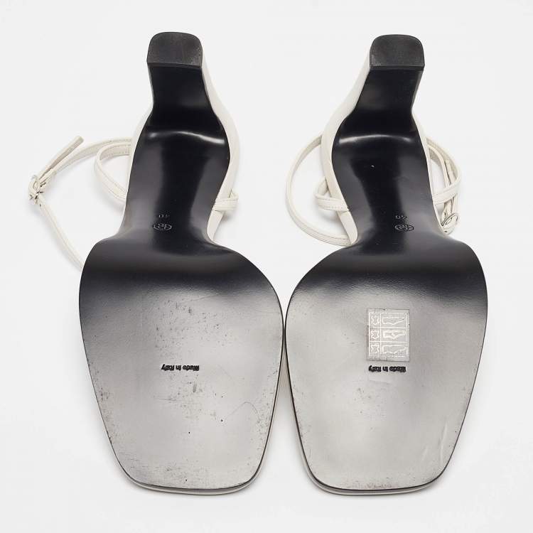Pre Owned The Row White Leather Ankle Strap Sandals Size 40