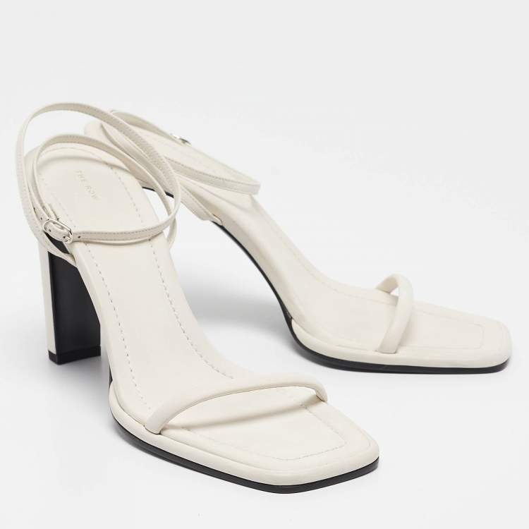 Pre Owned The Row White Leather Ankle Strap Sandals Size 40