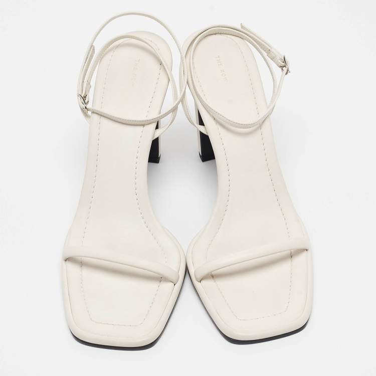Pre Owned The Row White Leather Ankle Strap Sandals Size 40