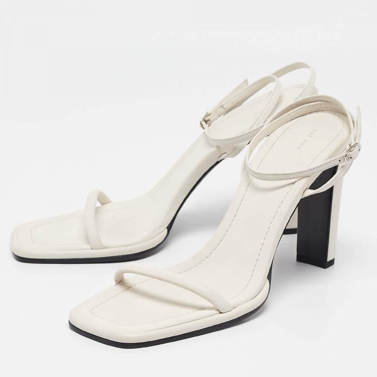 Pre Owned The Row White Leather Ankle Strap Sandals Size 40