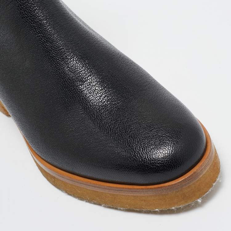 Pre Owned The Row Black Leather Boris Ankle Length Boots Size 39
