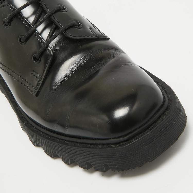 Pre Owned The Row Black Brushed Leather Ranger Derby Size 35.5