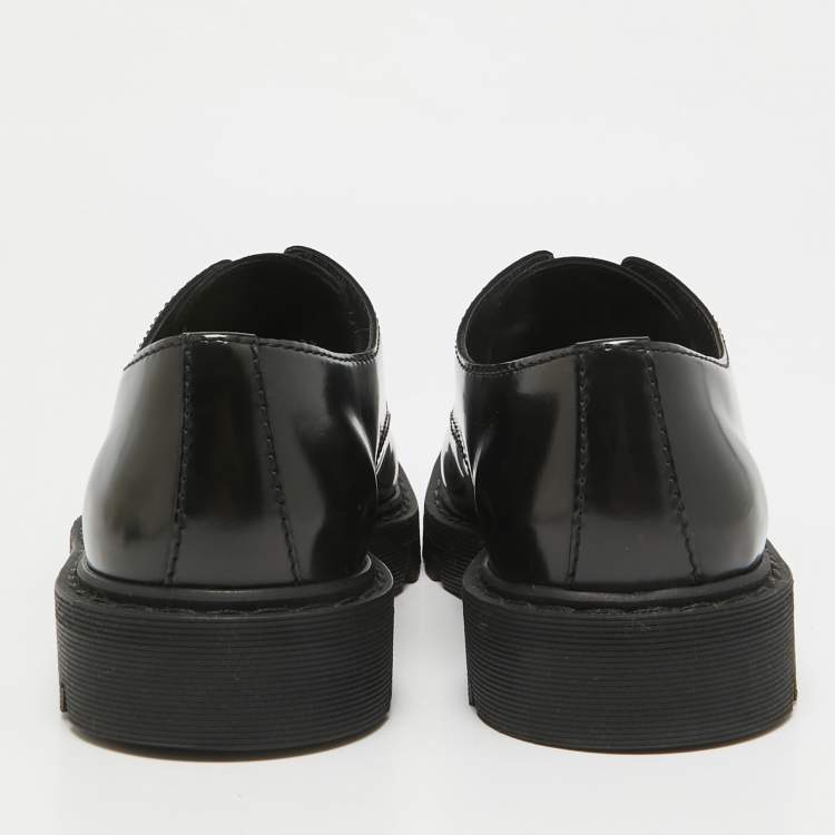 Pre Owned The Row Black Brushed Leather Ranger Derby Size 35.5