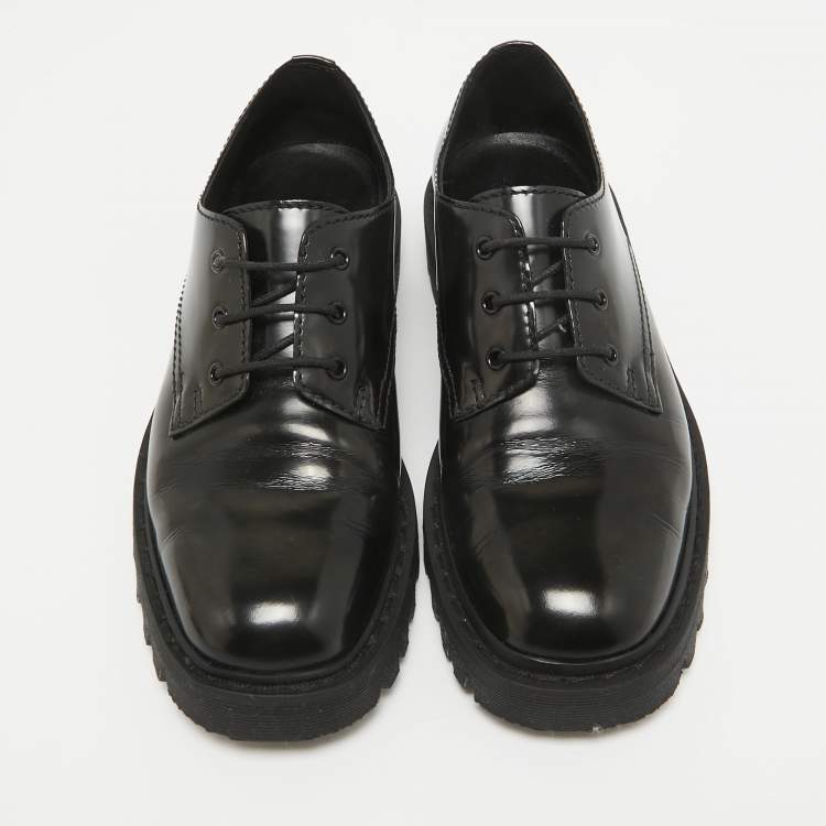 Pre Owned The Row Black Brushed Leather Ranger Derby Size 35.5