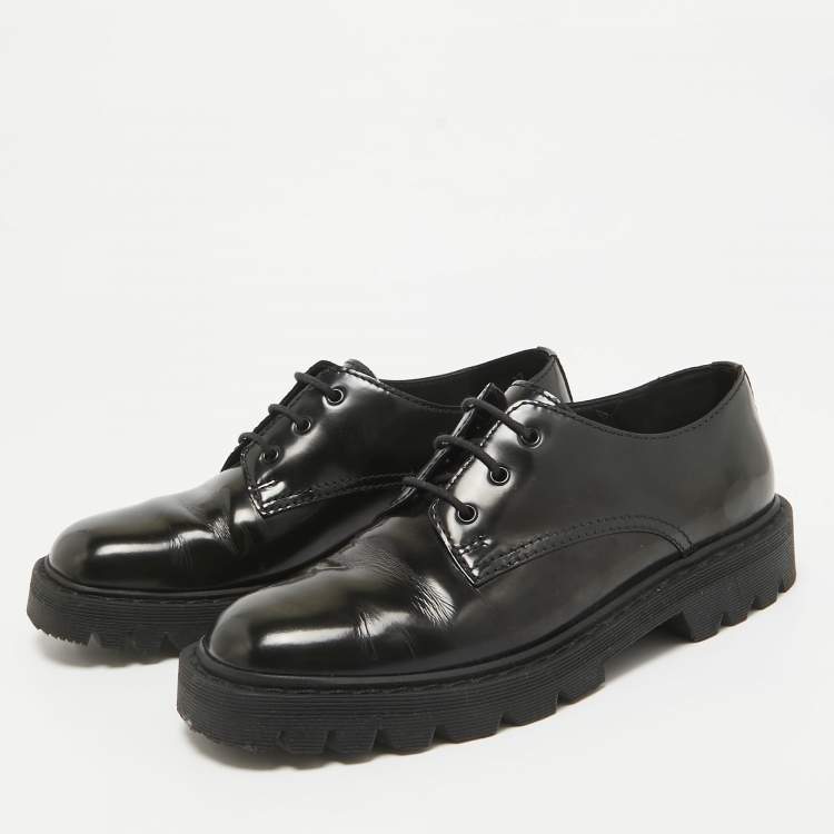 Pre Owned The Row Black Brushed Leather Ranger Derby Size 35.5