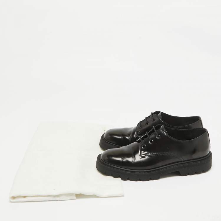 Pre Owned The Row Black Brushed Leather Ranger Derby Size 35.5