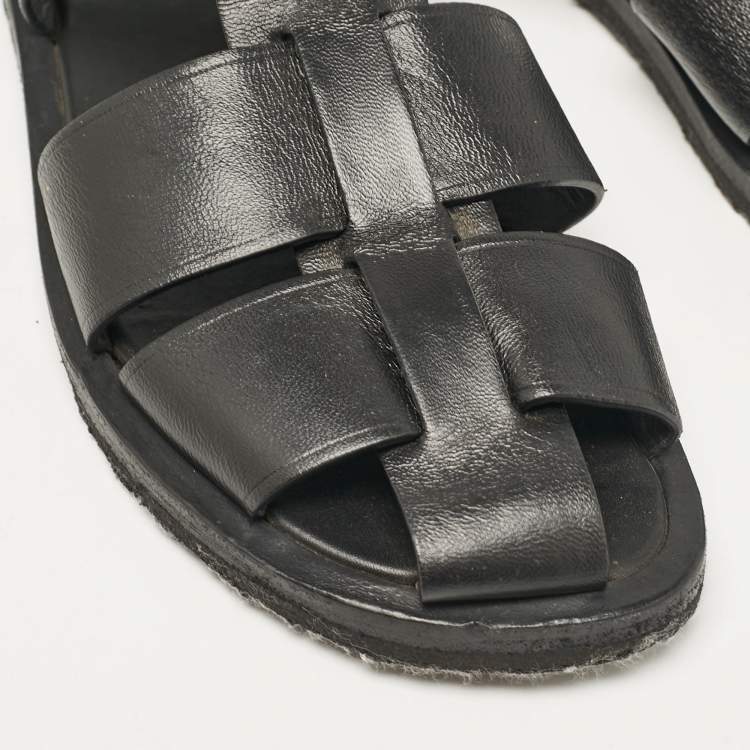 Pre Owned The Row Black Leather Ankle Strap Sandals Size 37.5