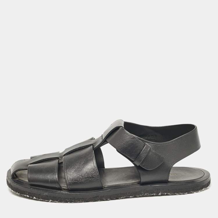 Pre Owned The Row Black Leather Ankle Strap Sandals Size 37.5