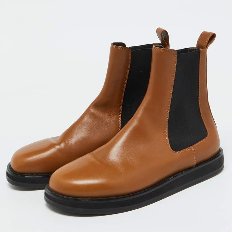 Pre Owned The Row Brown Leather Chelsea Ankle Boots Size 40.5